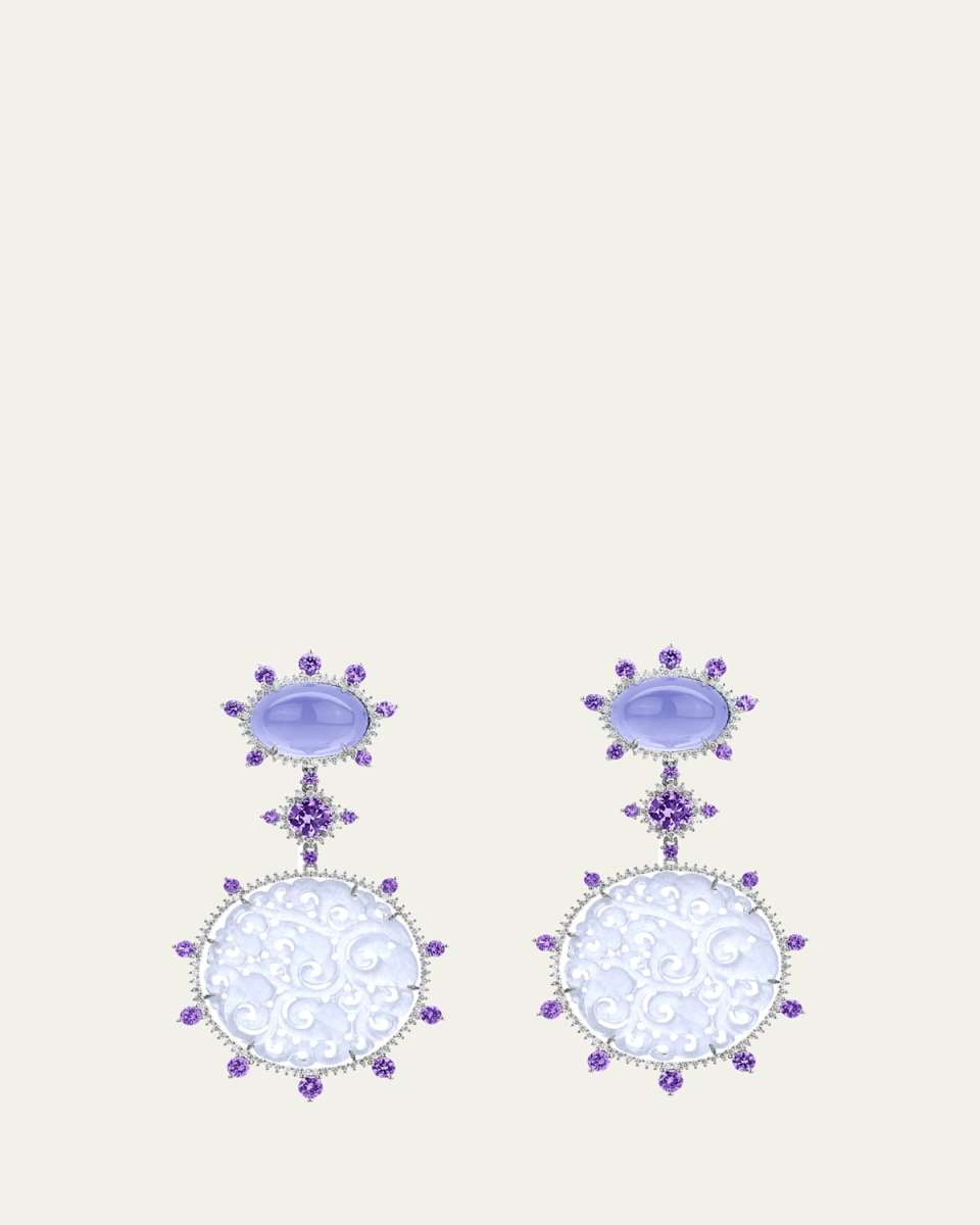 18K White Gold Icy Jade Dangle Earrings